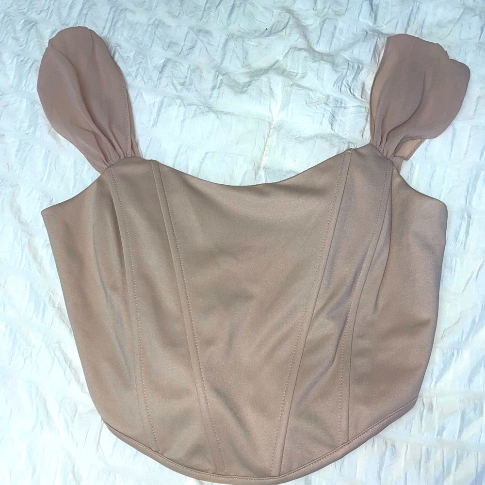 Corset Top with Chiffon Sleeve Straps